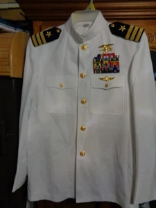 USN US Navy Seal Special Warfare CDR DRESS WHITE JACKET with pins size 46 long - Bild 1 von 11