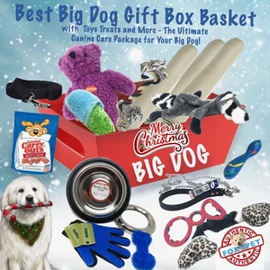 Dog Gift Basket Set Toys Treats Accessories- Big Dog Gift Box  Ultimate Basket - Picture 1 of 7