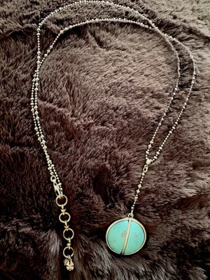 LUCKY BRAND 🍀 COLLAR LARGO BOHO TURQUESA. "Extensor de 2""".   Foto 1 de 3