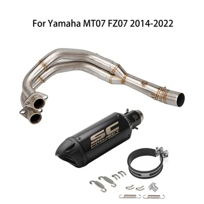 For Yamaha MT-07 FZ07 2014-2023 Full System Exhaust Pipe Black Muffler Tail Pipe — 第 1/4 张图片