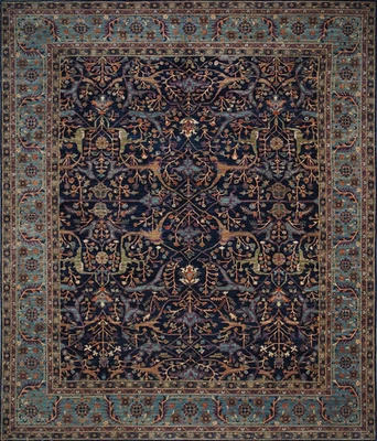 Alfombra vintage negra floral anudada a mano 5x8 6x9 7x10 8x10 8x11 9x12 10x14 Foto 1 de 4