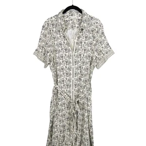 Max Studio Floral Print Petite Midi Dress Tie Waist Short Sleeve New - Picture 1 of 13