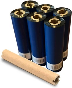 6 Rolls Wax / Resin - 4.33 x 243 Thermal Transfer Ribbon 110 74 Zebra 2844 TLP - Afbeelding 1 van 6