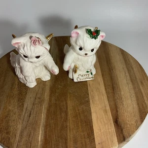 Napco Merry Christmas And Spring Angel Kitten Figurines 3” - Picture 1 of 6