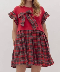 Entro Kleid mit Schleife kariert Größe S - Bild 1 von 4