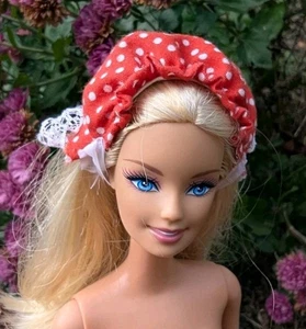 Pañuelo con volantes rojos de repuesto para muñeca Barbie vintage accesorio para el cabello - Imagen 1 de 9