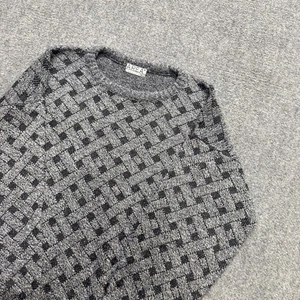 VTG Area Knitted Sweater Women's Medium Patterned Made In USA Black/Gray - Picture 1 of 13