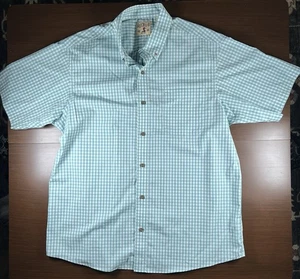 RedHead Mens XL Blue White Gingham Check Short Sleeve Button Down Shirt - Picture 1 of 3