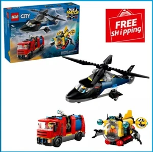LEGO City Helicopter, Fire Truck & Submarine Remix 60462 Building Set Toys New - Picture 1 of 7