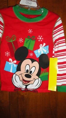 Juego de pijama Disney regalos de Navidad Mickey Mouse para niños talla 4 nuevo con etiquetas Foto 1 de 3
