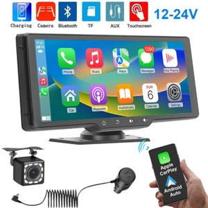 7" Portable Wireless Apple Carplay Android auto Car Stereo Radio Back /Rear Cam - Picture 1 of 15