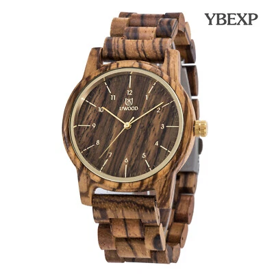 UWOOD Mens Zebra Wooden Watch Natural Solid Wood Watch for Father's day Gift - Image 1 of 4