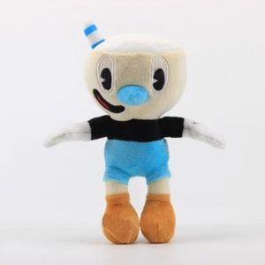 23CM Blue Cup head Plush Doll Mugman Stuffed Toy Figure Plushie Collectible - Picture 1 of 6
