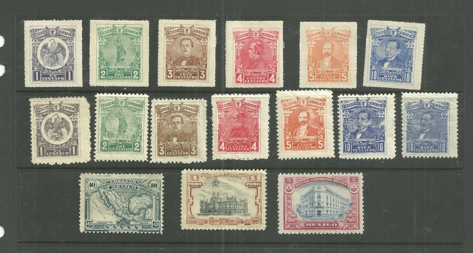 MÉXICO 1915/1916 SC: 500 a 514 CON LOS 40 CÉNTIMOS PIZARRA ESCASA H, OG Foto 1 de 1