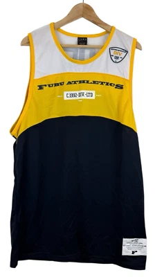 Vintage FUBU Jersey Mens L Yellow Blue 05 Basketball Tank Top Y2K 90s Hip Hop - Image 1 of 4