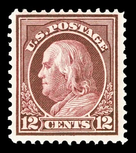 Scott 417 1914 12c Franklin Perf 12 Issue Mint F-VF OG NH Cat $100 - Picture 1 of 1