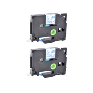 2PK Compatible with Brother TZe TZ-FA3 Fabric Iron-on 12mm Blue Label Tape - Picture 1 of 8