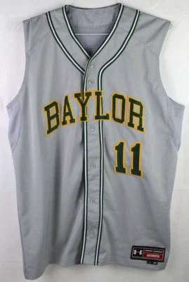 Baylor Bears Gray #11 Sewn Authentic Under Armour Sleeveless Baseball Jersey L - Image 1 of 4