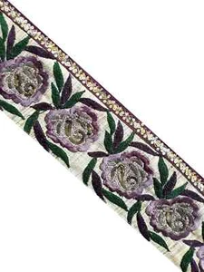 Vintage Saree Border India Decorative Trim Antique Embroidered Ribbon Silk Sari - Picture 1 of 8