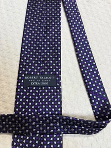 Robert Talbott Extra Long Silk Tie Repeat Pattern Purple Silver 64"L 4"W - Picture 1 of 9