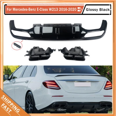 Rear Diffuser Lip+Quad Exhaust Tips For Mercedes Benz W213 E-Class 2016-2020 Foto 1 de 4