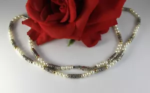 Sterling Silver & Pearl Artisan Made 24" 29.46g Necklace CAT RESCUE - Picture 1 of 2