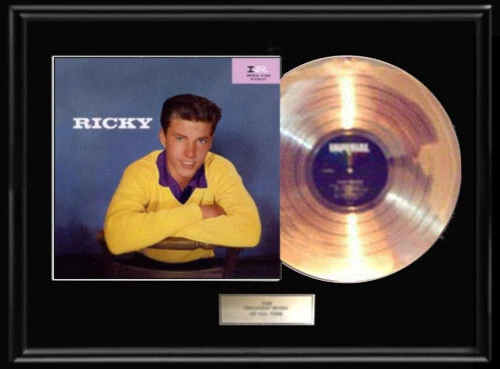 RICKY NELSON SELF TITLED DEBUT FIRST ALBUM FRAMED LP GOLD METALIZED RECORD RARE - Image 1 of 1