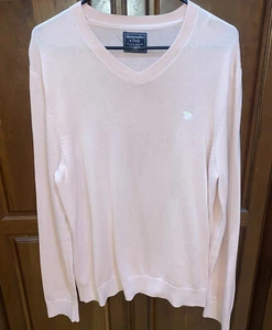 Abercrombie & Fitch Mens V-Neck Cotton Sweater baby pink Size Large - Picture 1 of 11