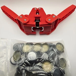 Bottle Capper Cap Press Red Double Handle made in Italy Beer, Kombucha, w/ caps - Picture 1 of 6