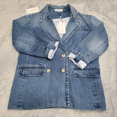 SOMETHING NAVY x REVOLVE Denim Doble Botonadura Blazer Chaqueta Azul M $225 NUEVO CON ETIQUETAS Foto 1 de 4
