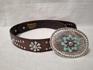 Ariat Women’s Belt Size 36 Split leather Removable Buckle Brown Belt - Picture 1 of 11