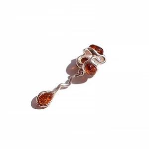 Ciondolo piccolo argento sterling 925 massiccio puro miele ambra baltica bellissimo design - Foto 1 di 3