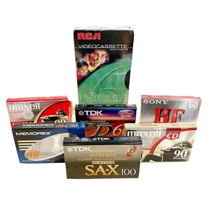 New Blank VHS and Cassette Tapes Lot RCA Sony Maxwell 90 HF Memorex TDK SA-X 100 - Picture 1 of 13
