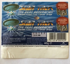 STAR TREK NEXT GENERATION IRISH HOLOGRAPHIC STICKER EMPTY SWEET WRAPPER - Picture 1 of 1