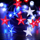 4th of July Decorations Lights, 10ft 30 LED Patriotic Lights, Red White and Blue