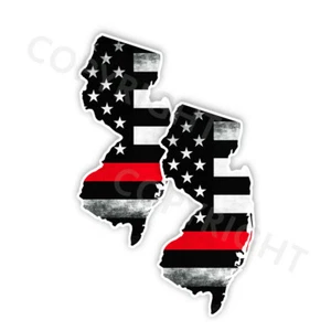 Thin Red Line Decal State New Jersey window vinyl sticker Various Size Distress - Picture 1 of 1
