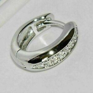 Men's 0.25 Ct Round Simulated Diamond Single Hoop Earring 14k White Gold Plated