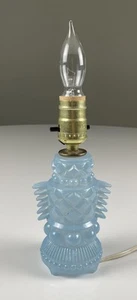 Vintage Art blue Frosted Boudoir Lamp 30’s / 40’s Tested & Works! Geometric - Picture 1 of 7