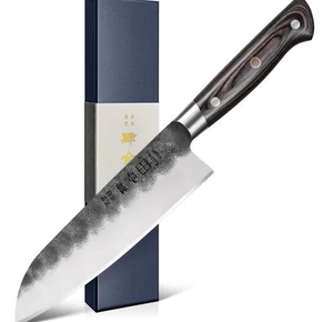 Black Forged Japanese Chef Knife Santoku High Carbon Stainless Steel 7 Inch - Picture 1 of 4