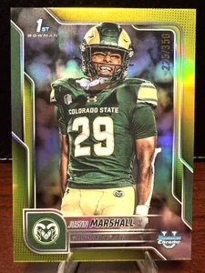 Justin Marshall Yellow Refractor /350-2025 Bowman Chrome U Colorado State SN - Picture 1 of 2