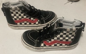 Vans High Top Shoes Size Toddler 8.5 Black & Red Checkerboard Great Condition! - Picture 1 of 4