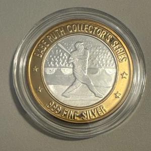 BABE RUTH .999 SILVER COLLECTOR SERIES 714 HOME RUNS CASINO Token #11 - Picture 1 of 2
