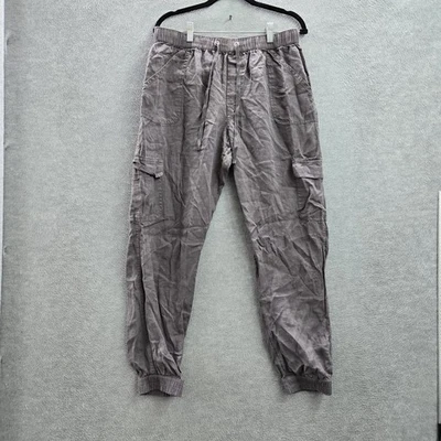 Pantalones Nicole Miller New York Mujer L Gris Lino Carga 28" Entrepierna Exterior Foto 1 de 4