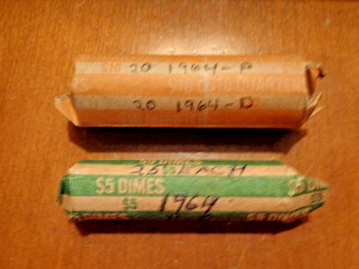 2 Rolls 90% Silver Coins 1 - 40 Coin Roll Quarters, 1 - 50 Coin Roll Dimes - Image 1 of 4