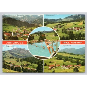 Postal de viaje vintage Jungholz Tirol Austria piscina vista múltiple - Imagen 1 de 2