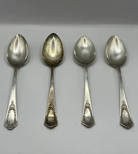 Antique Yourex Associated Silver Co 8” Serving Spoons Bow Pattern Set Of 4 - Picture 1 of 18