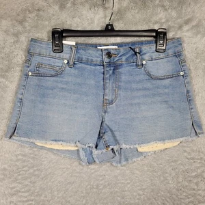 Vanilla Star Jean Shorts Womens 9 Blue Denim Crochet Pockets Show 31x2.5 - Picture 1 of 8
