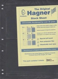 Stock Sheets 10 Pages for STAMP Single Side 2 Row Polyester Film BLACK by Hagner - Picture 1 of 6