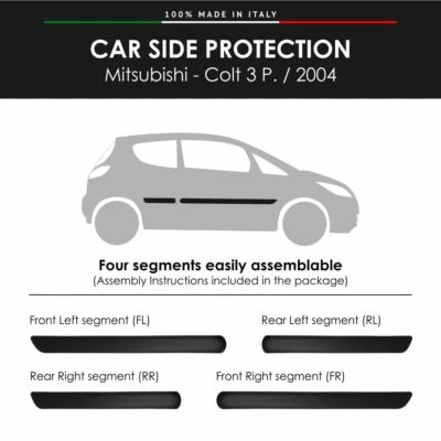 Molduras Laterales De Parachoques Para Mitsubishi Colt 2004 Con Adhesivo 3M - Imagen 1 de 4