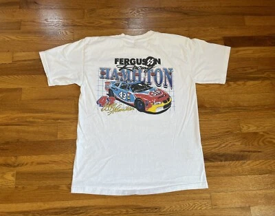 90s Bobby Hamilton NASCAR T-shirt Rare Ferguson Racing Large Large - Image 1 of 4